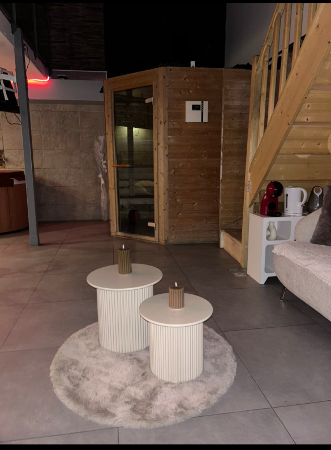 Sauna privatif et salon